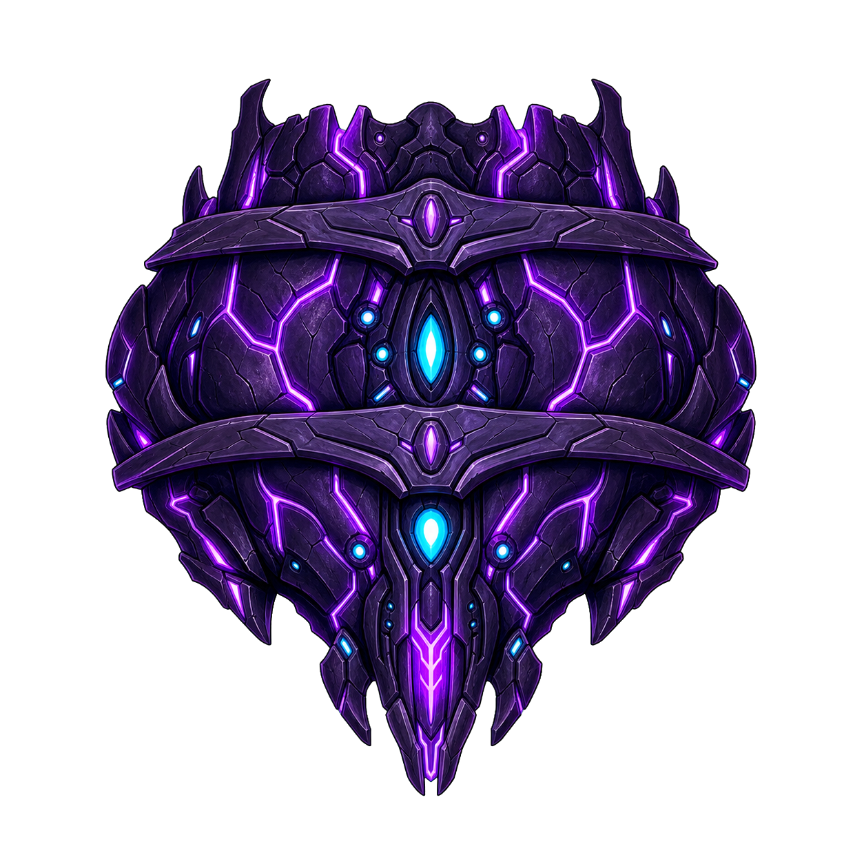 Heavy purple Bulwark siege ship pointing downward